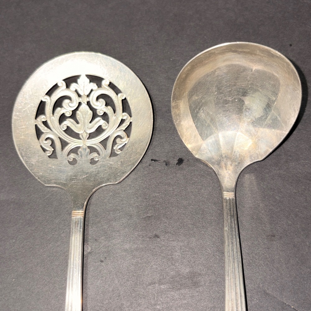 Vtg Oneida~Community 1936 Coronation Serving Set 4 PCs Ladel/Spoon/Slotted Spoon - Picture 4 of 10
